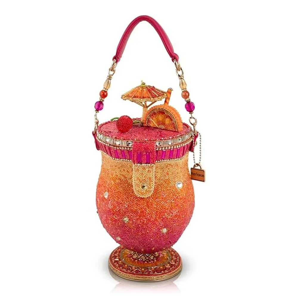 Mary Frances Paradise Punch Cocktail Top Handle Bag Handbag Gold Pink Purse NEW - Picture 1 of 4